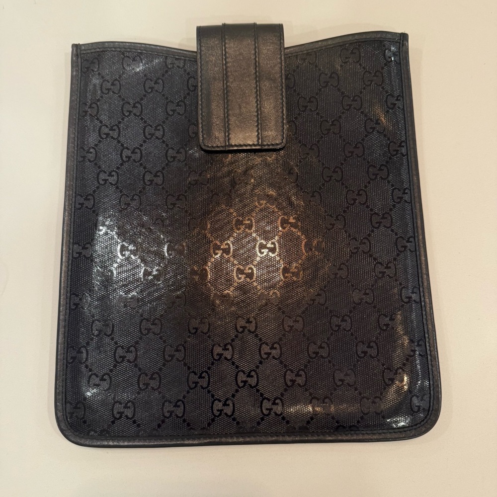 Gucci Guccisima iPad / Tablet Case Navy Blue Leather Made In Italy